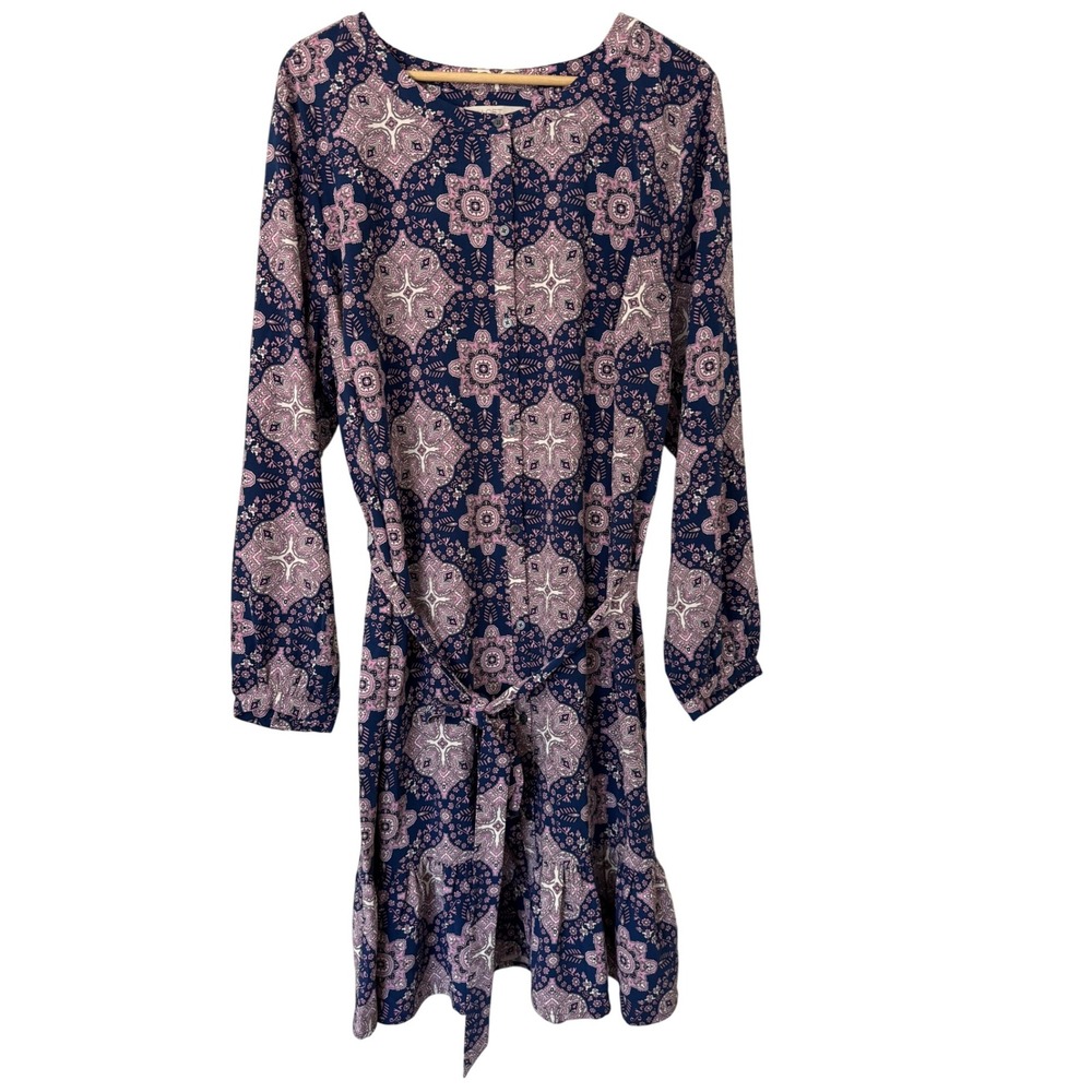 Loft Plus Long Sleeve‎ Button Front Belted Dress Size 18 NWT